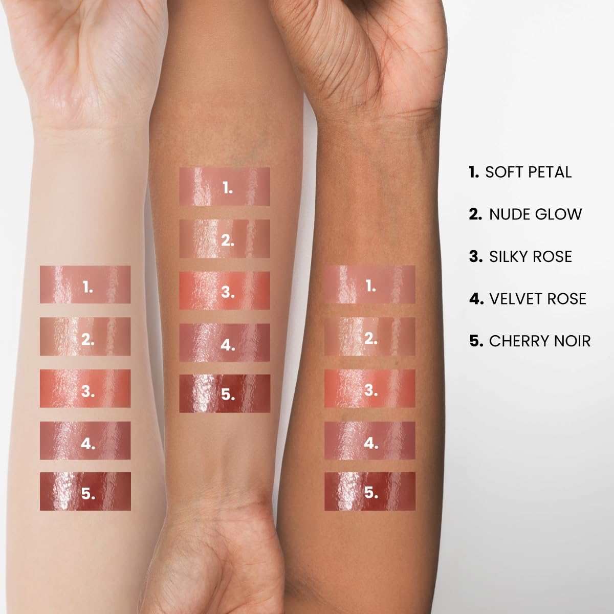Swatch of PROMETICS PrimeLip Plumping Lip Balm Soft Petal on skin