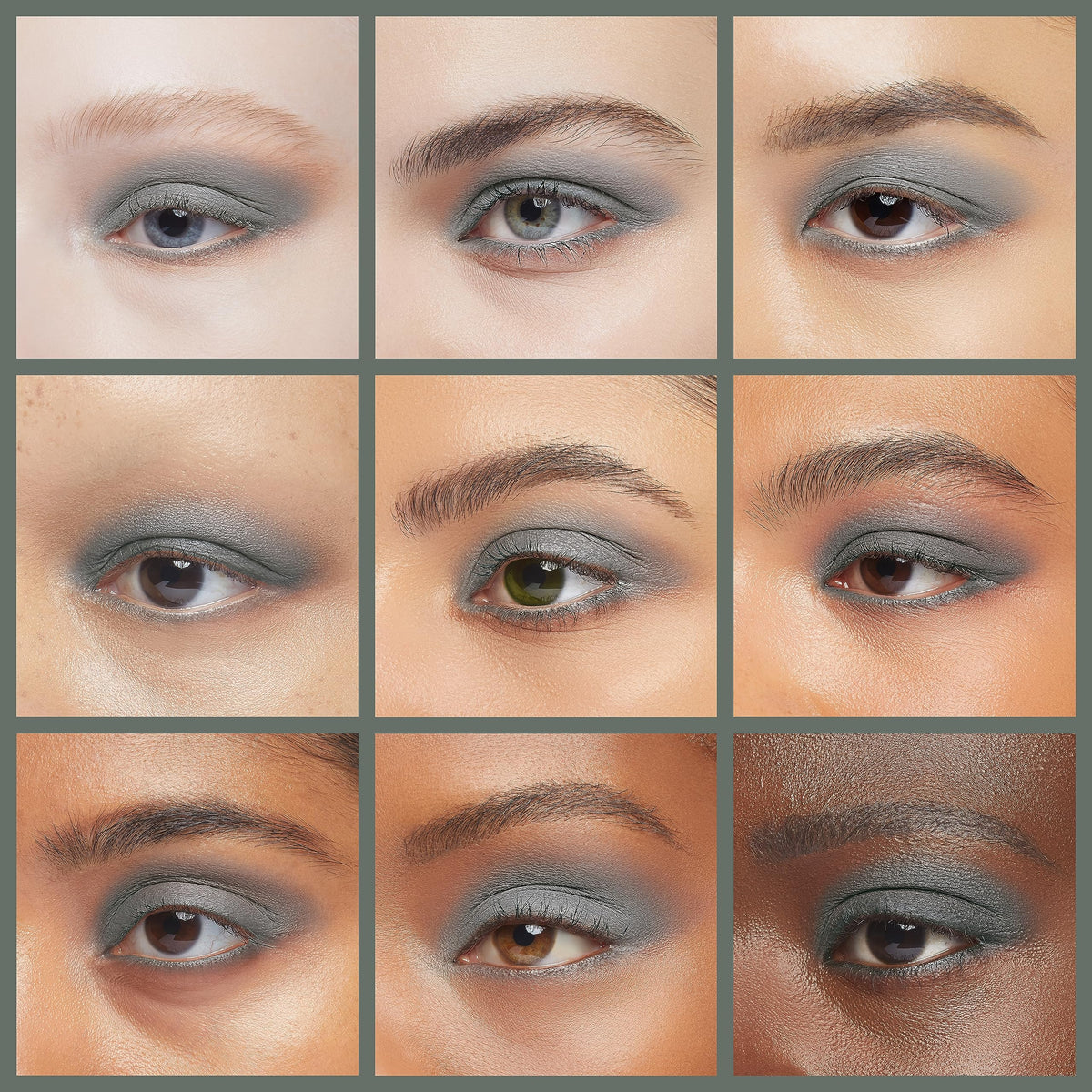 Swatch of Pure Ziva deep green blue grey eyeshadow on skin