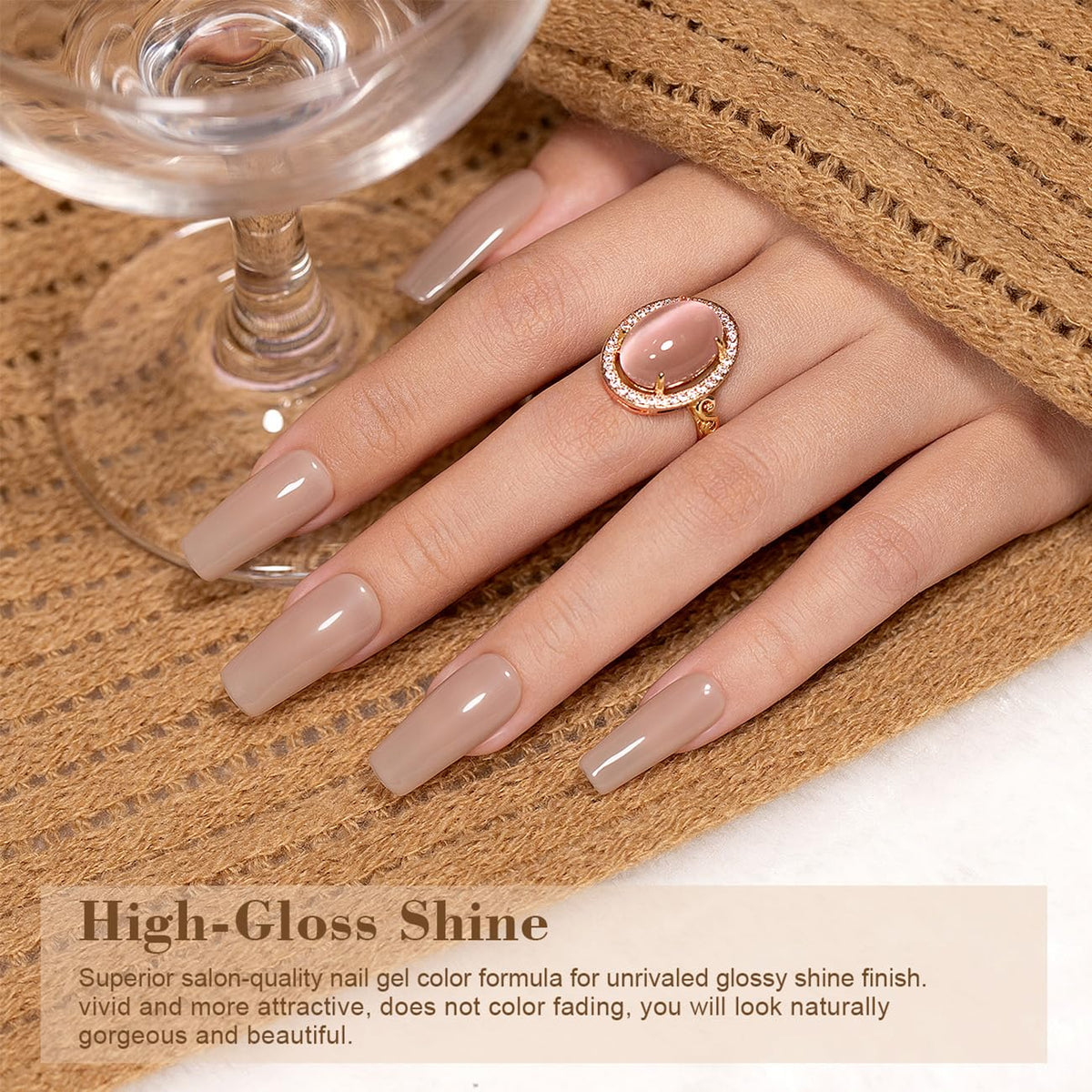 Swatch of RARJSM Nude Gel Nail Polish on a nail