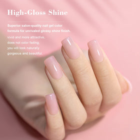 Swatch of RARJSM Nude Gel Nail Polish on nails