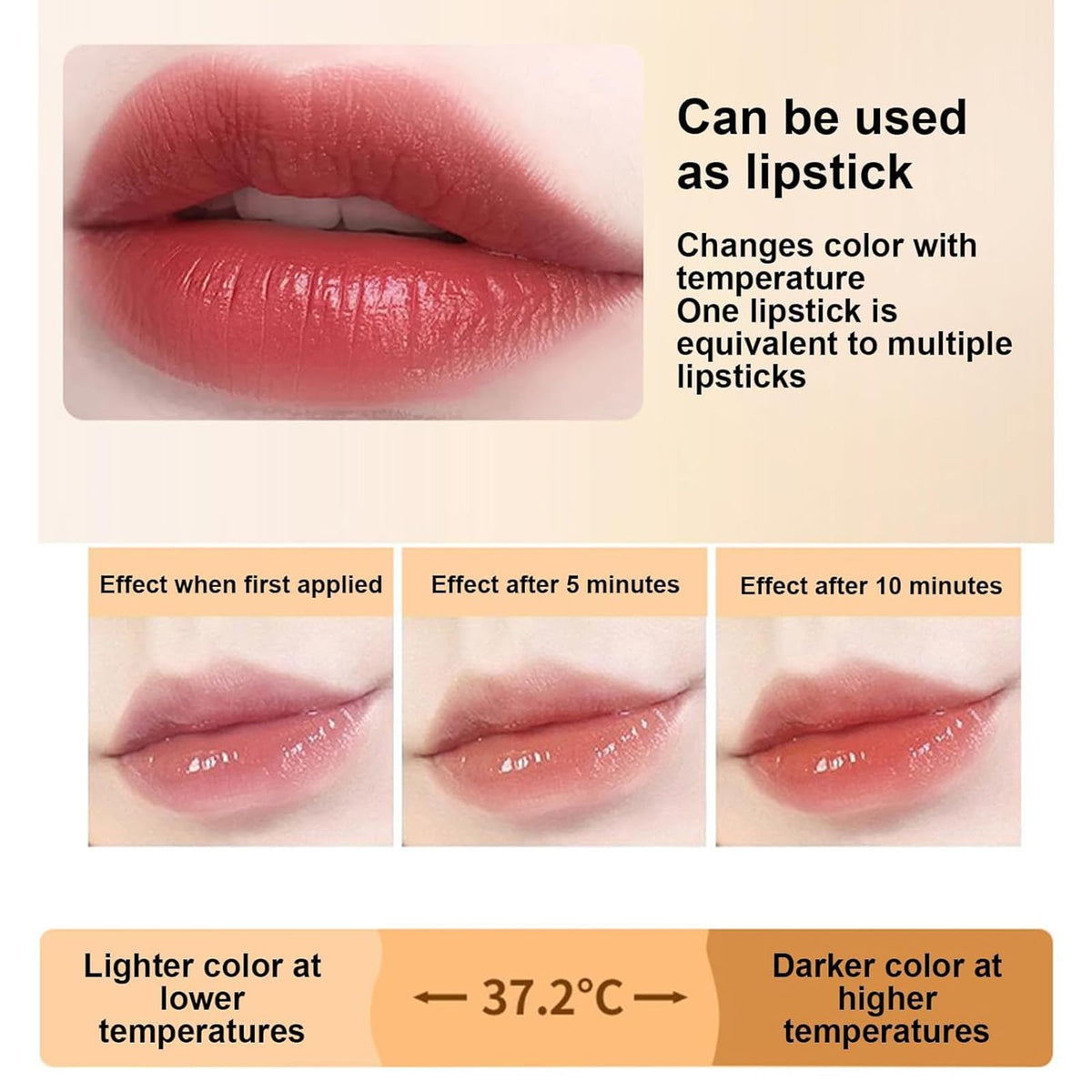 Swatch of REATIFUL Colour Changing Lipstick on lips