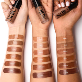 Swatch of Saie Dew Bronze Liquid Bronzer on skin