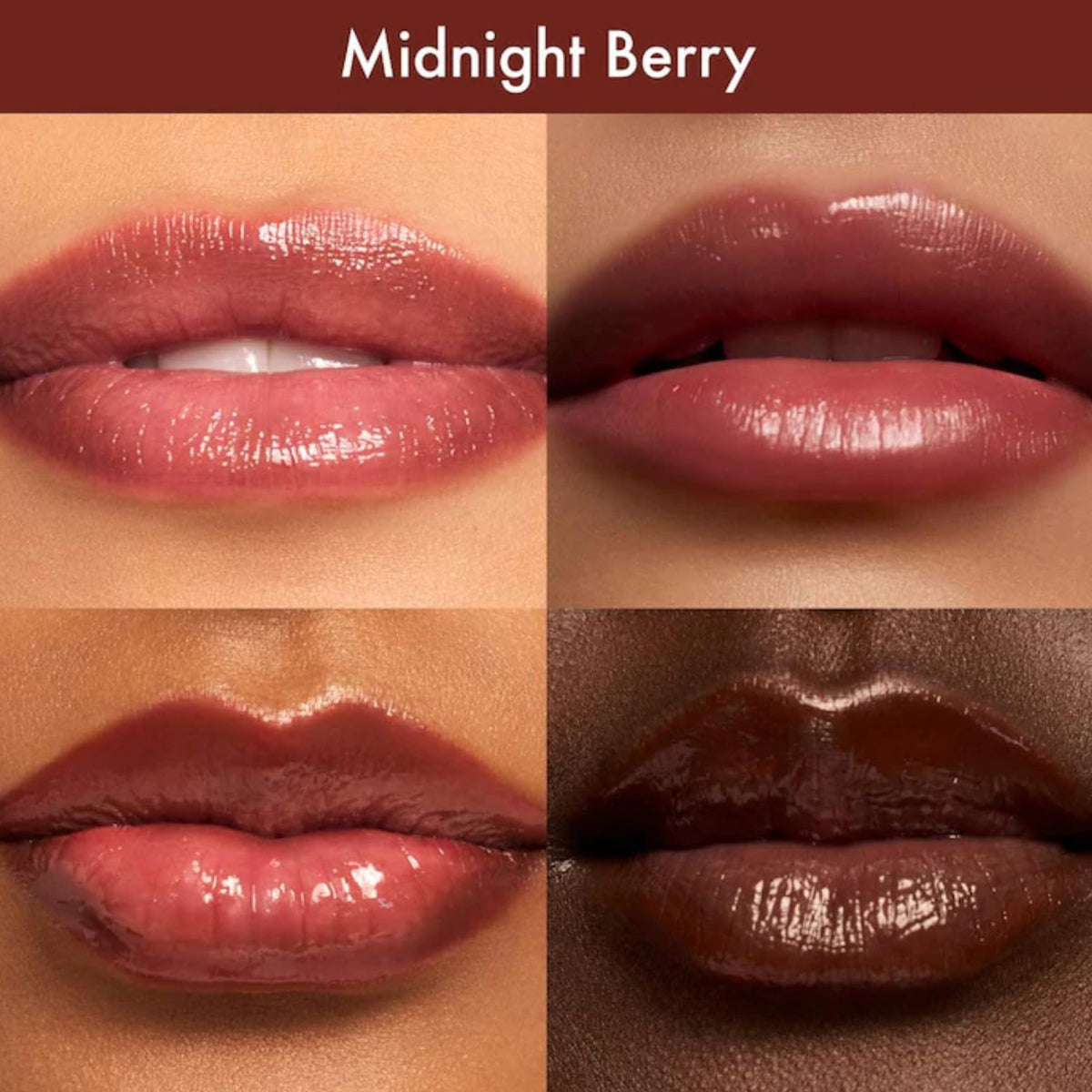 Swatch of Summer Fridays Dream Lip Oil Midnight Berry on skin