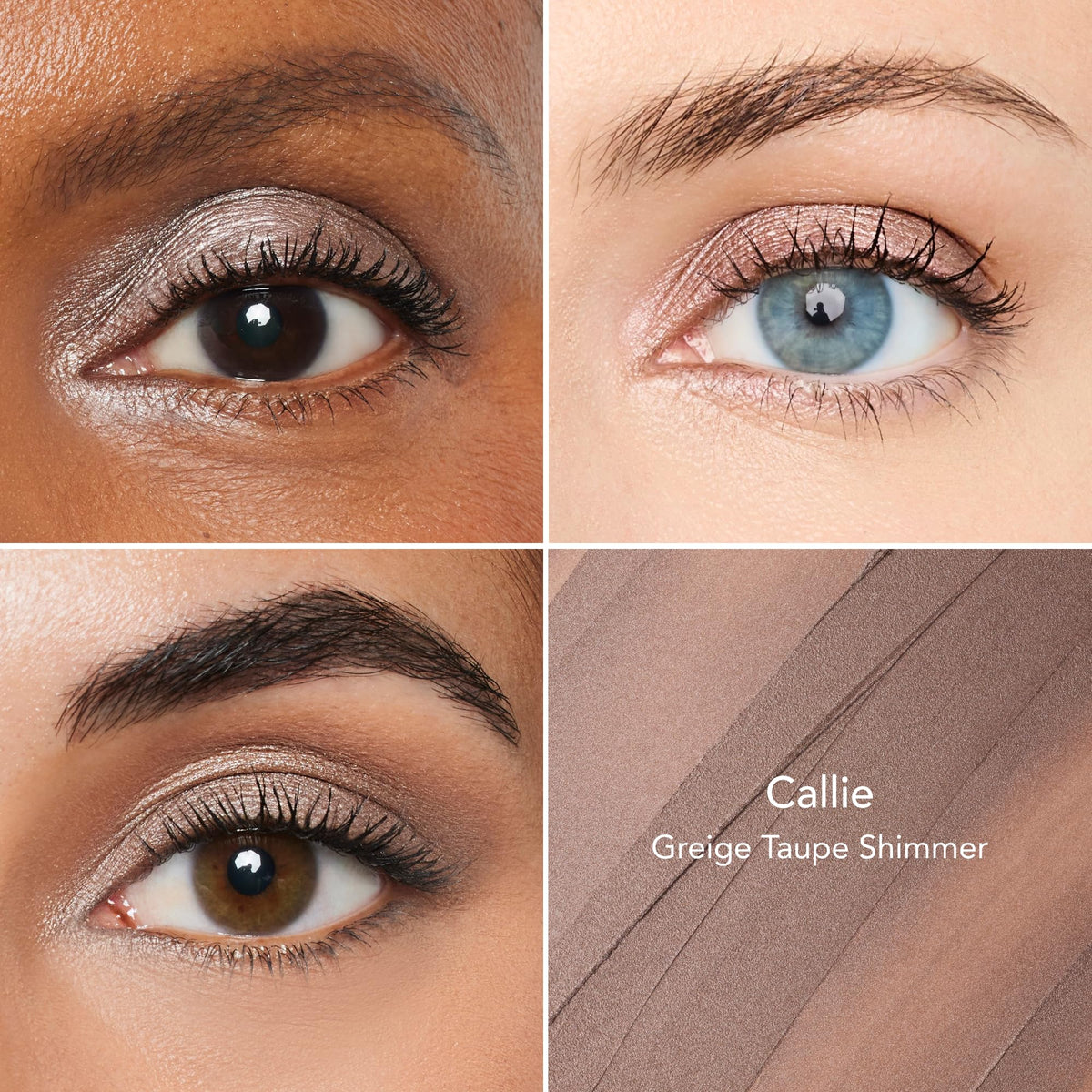 Swatch of Thrive Causemetics Brilliant Eye Brightener Stick in Greige Taupe on skin