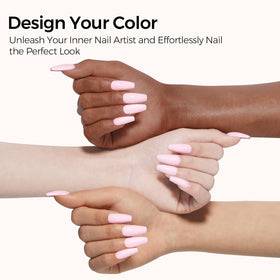 Swatch of TOMICCA Pink Gel Nail Polish on nails