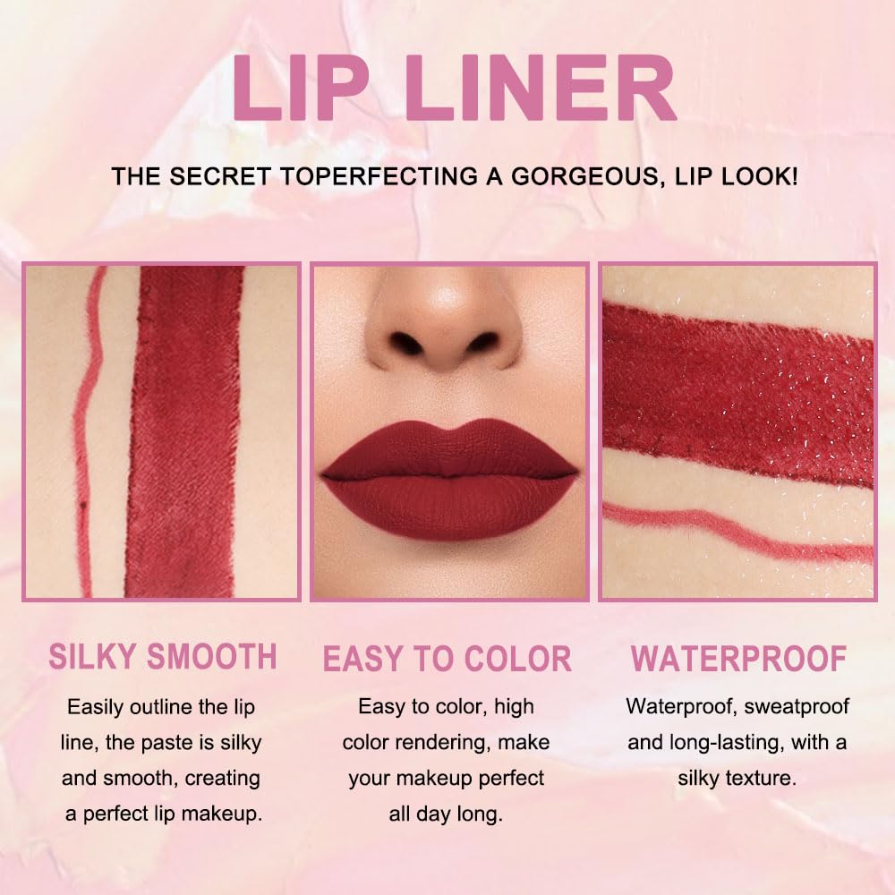 Swatches of 30 colours from Kaely lip liner and lipstick set