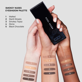 Swatches of Bobbi Brown All Nudes Eyeshadow Palette shades on skin