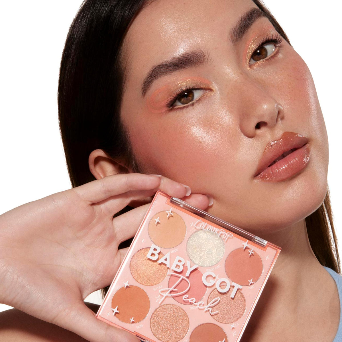 Swatches of ColourPop Baby Got Peach Eyeshadow shades on skin