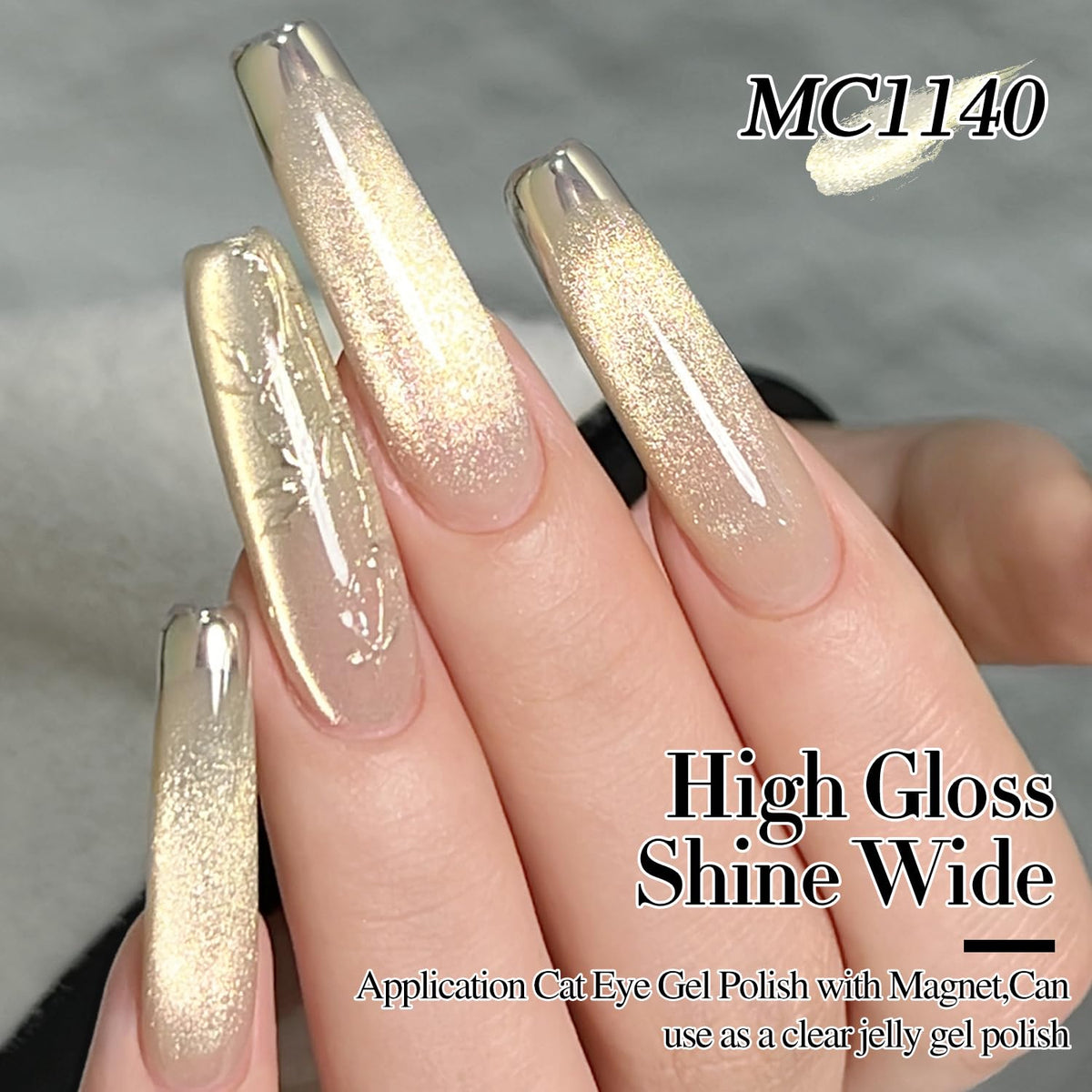 Swatches of different nail designs using Cat Eye Gel Polish