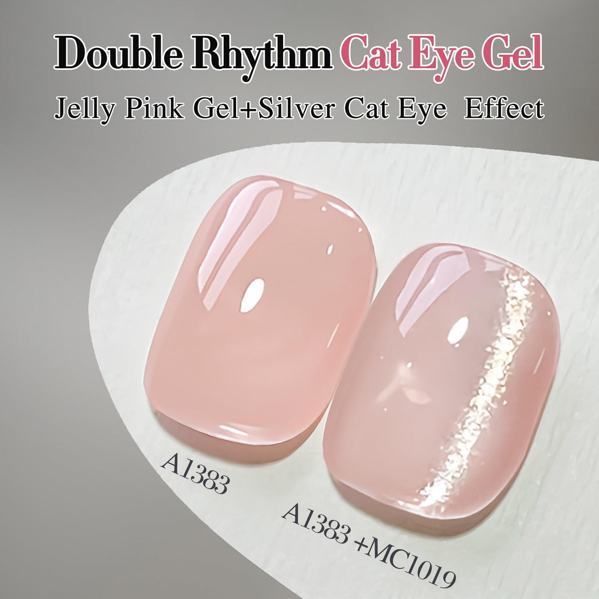 Swatches of different nail designs using Double Rhythm Cat Eye Gel Polish