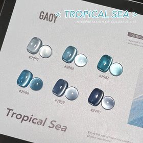 Swatches of GAOY Gel Polish colours on nail display