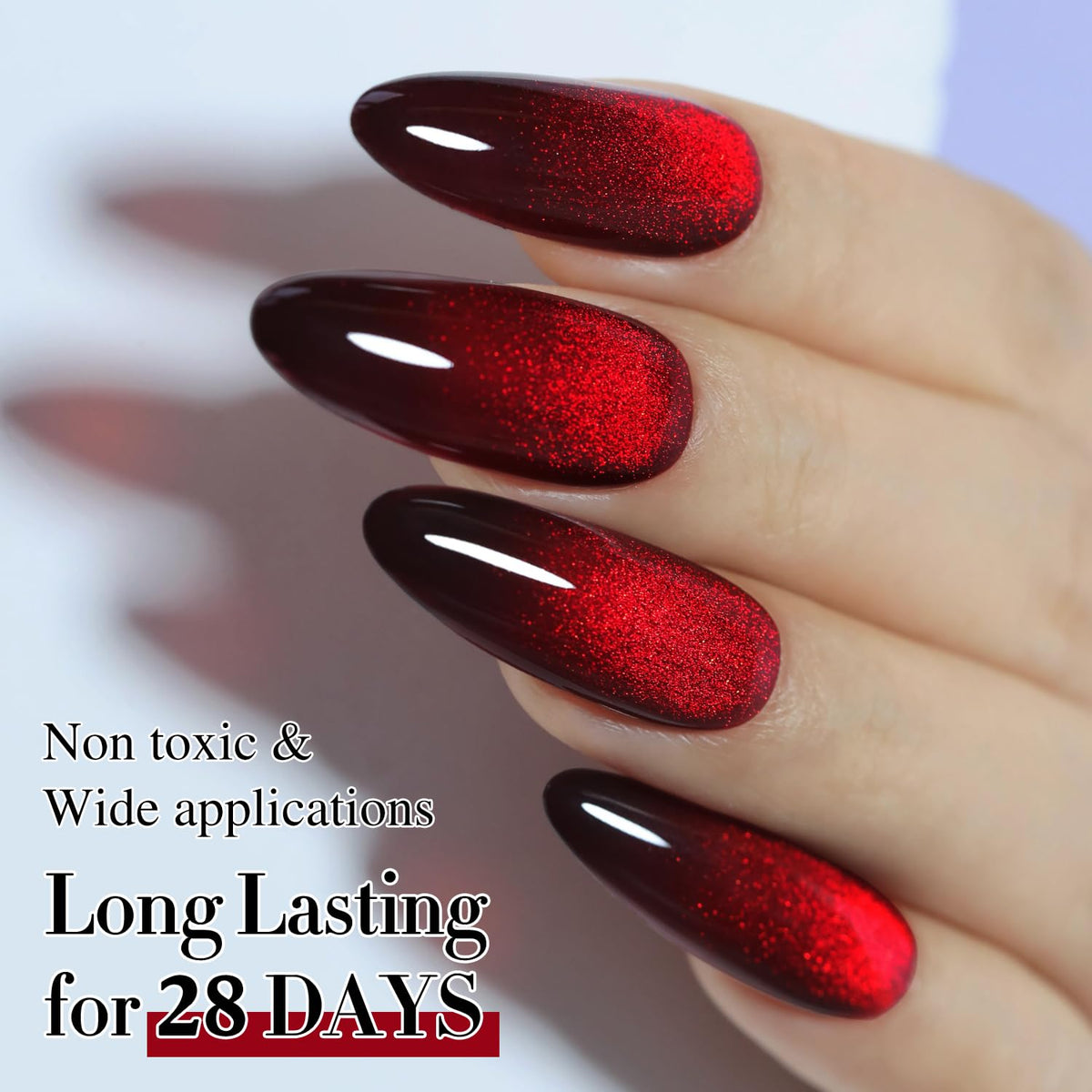 Swatches of nail colours using Double Rhythm Cat Eye Gel Polish