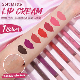 Swatches of QiBest matte liquid lipsticks on skin