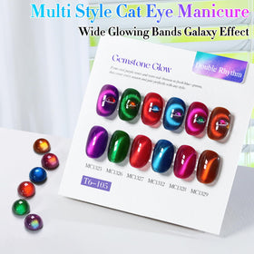 Swatches of the 6 colours included in the gel polish set