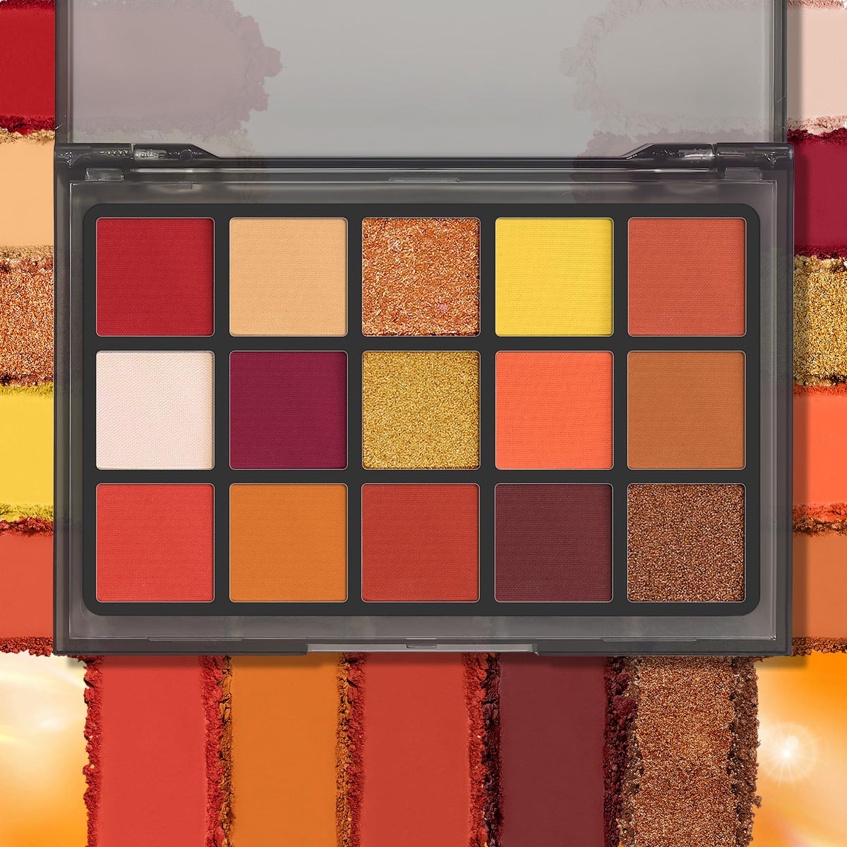 Swatches of UCANBE Orange Eyeshadow Palette on skin