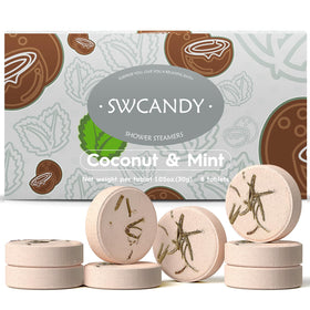 SWCANDY Coconut & Mint Shower Steamers 8 Pack front view