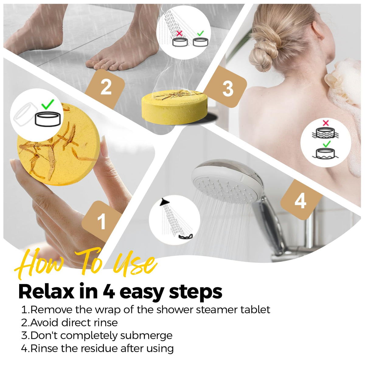 SWCANDY Lemon & Mint Shower Steamer in use with steam