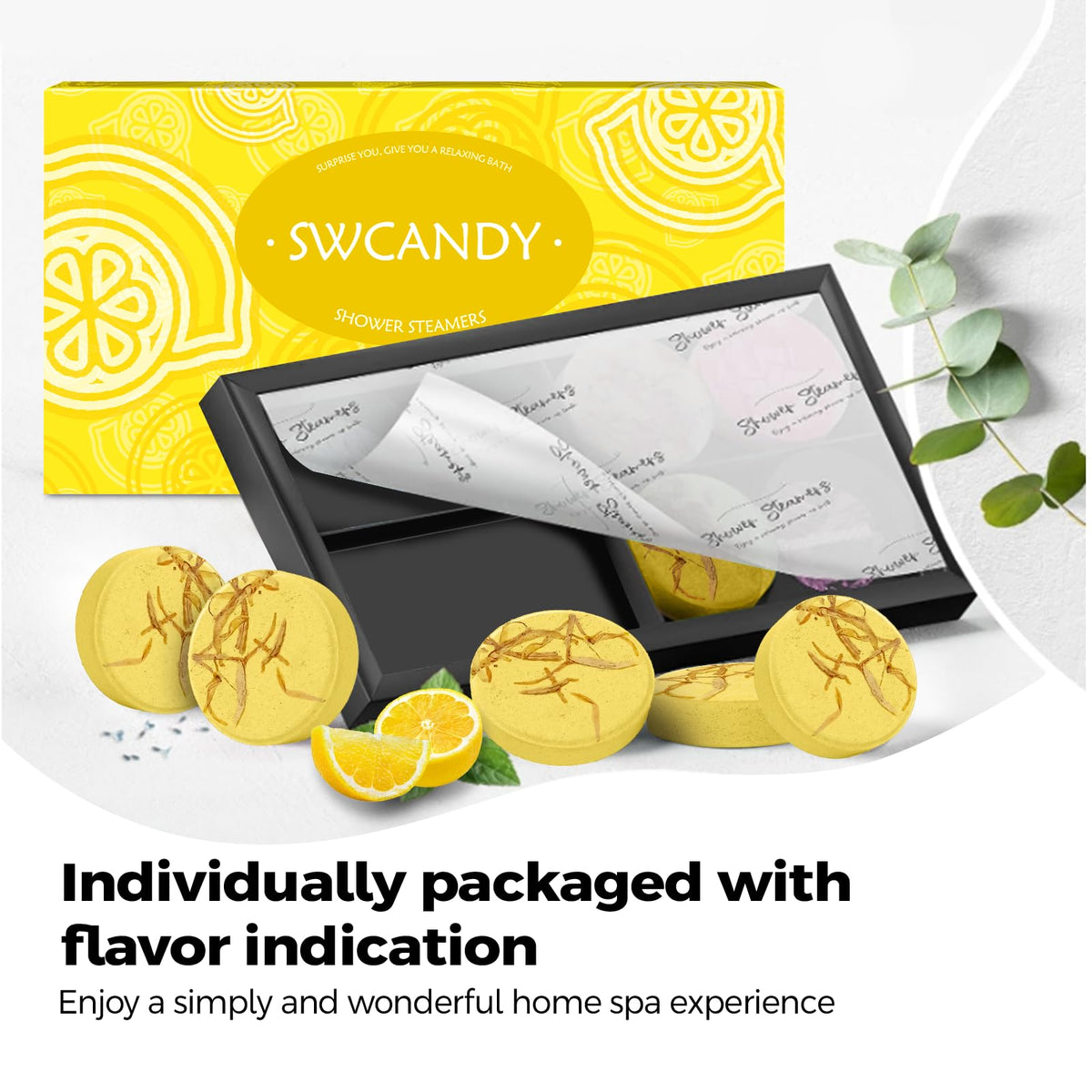 SWCANDY Lemon Shower Steamer dissolving in water