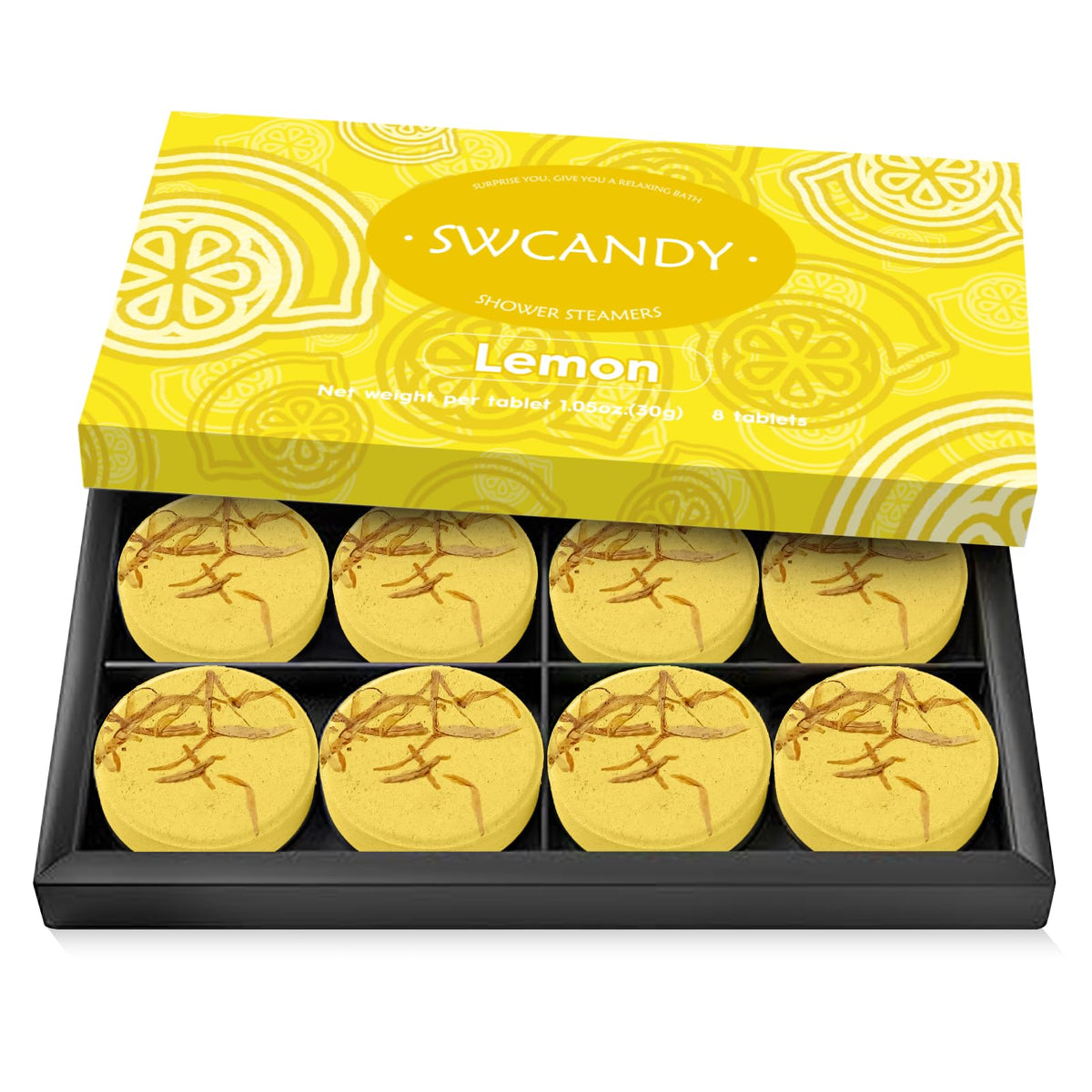 SWCANDY Lemon Shower Steamers 8 Pack front view