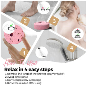 SWCANDY Rose Shower Steamers on a bathroom shelf