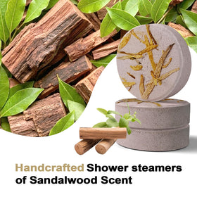 SWCANDY sandalwood shower steamer on shower floor