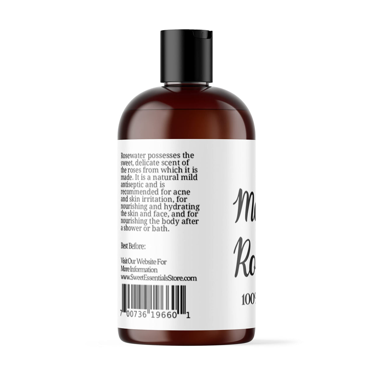 Sweet Essentials Organic Moroccan Rose Water with rose petals
