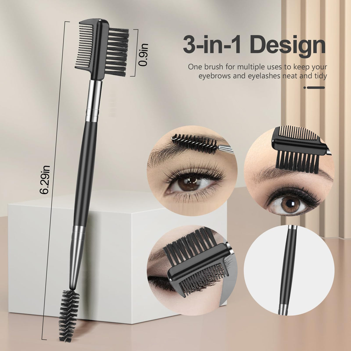 SWEET VIEW dual-ended lash comb and spoolie brush