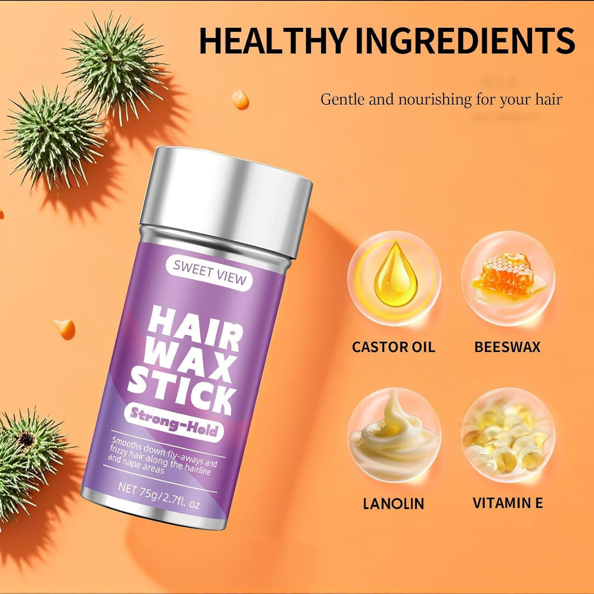 SWEET VIEW Hair Wax Stick in use on a ponytail