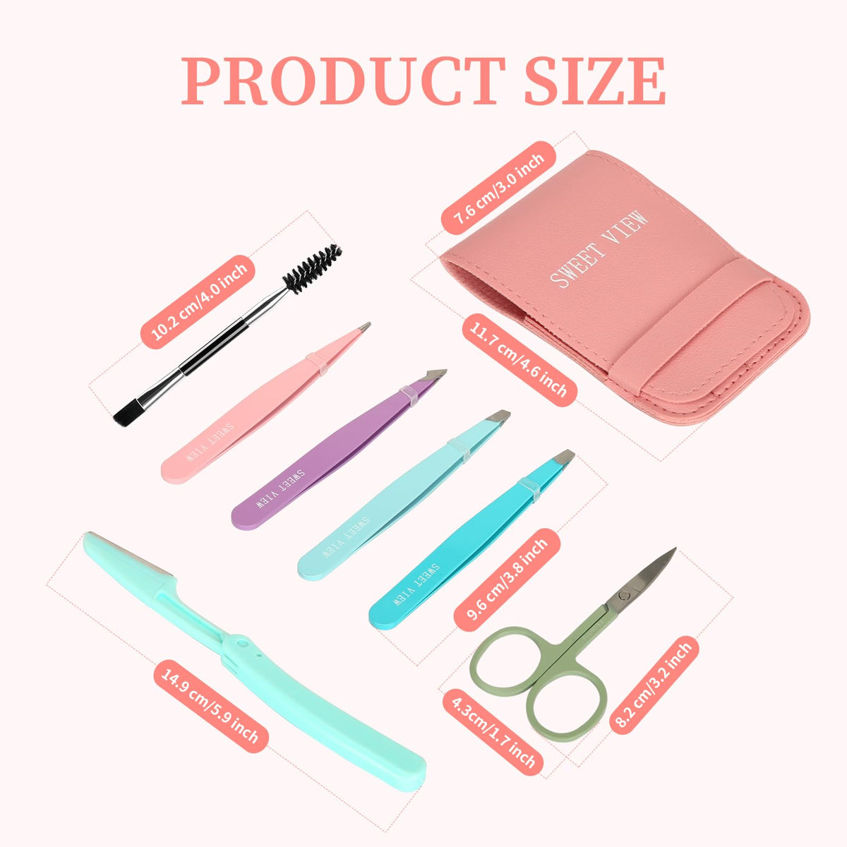 SWEET VIEW tweezers kit in PU leather pouch