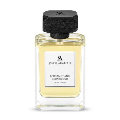 Swiss Arabian Bergamot and Cedarwood Eau de Parfum bottle front view