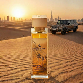Swiss Arabian Opulence of Dubai Extrait de Parfum with floral background