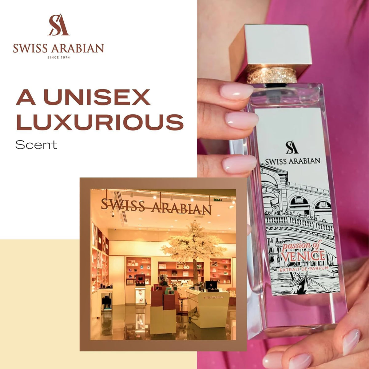 Swiss Arabian Passion of Venice perfume in lifestyle setting