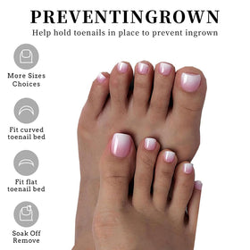 SWRITATSK Press On Toe Nails Tips displayed in various sizes