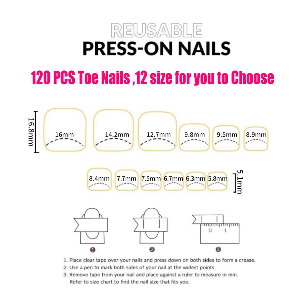 SWRITATSK Press on Toe Nails with accessories for application