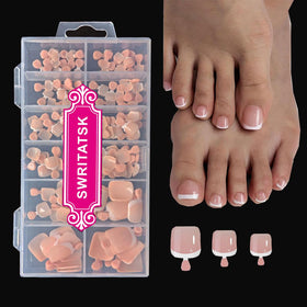 SWRITATSK Toe Nail Tips 120Pcs French design front view