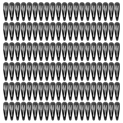 SWSTINLING 120 pack black snap hair clips front view