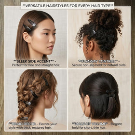 SWSTINLING black snap hair clips on a vanity