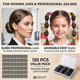 SWSTINLING black snap hair clips showing non-slip grip