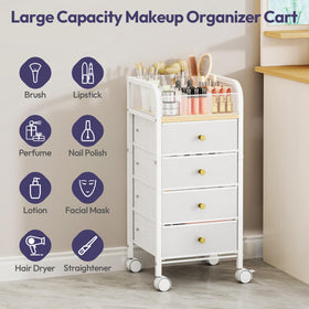 SWTYMIKI Rolling Makeup Organizer Cart close-up of gold-tone handles