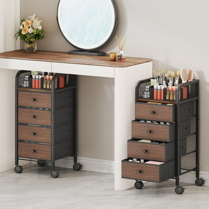SWTYMIKI Rolling Makeup Organizer Cart front view with white finish