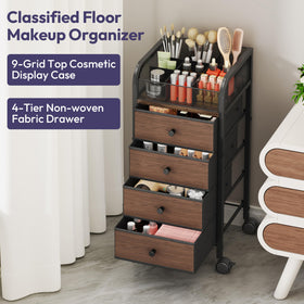 SWTYMIKI Rolling Makeup Organizer Cart in a stylish bedroom