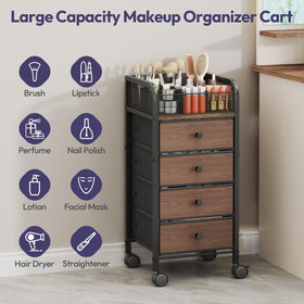 SWTYMIKI Rolling Makeup Organizer Cart with gold-tone handles