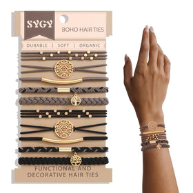 SYGY 10 PCS Boho Hair Ties in various styles and colours