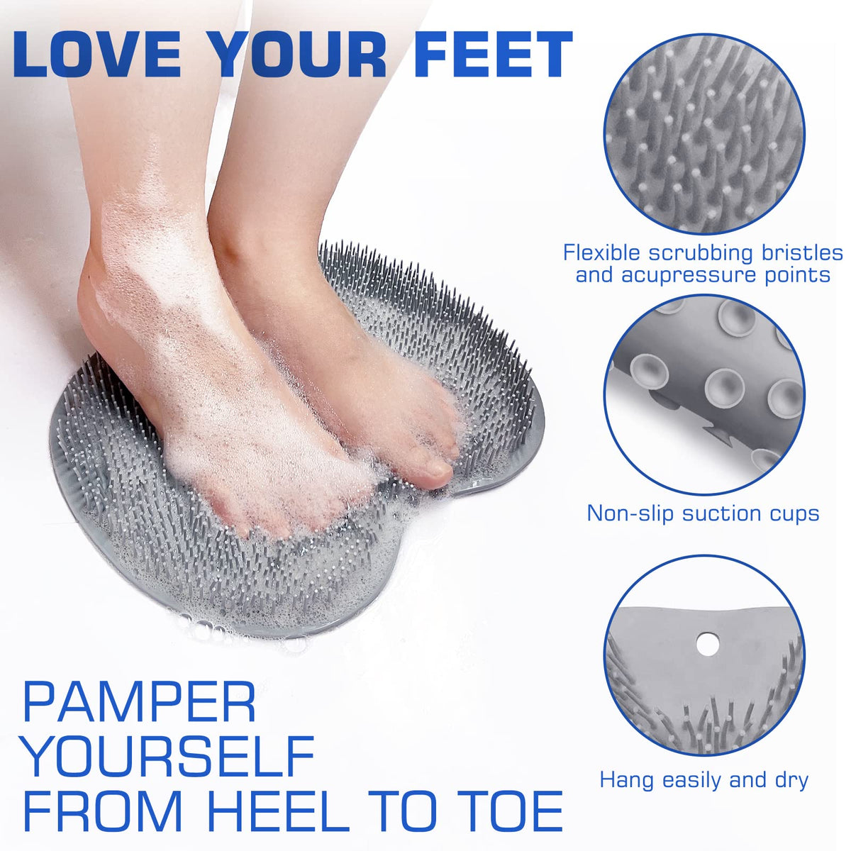 SZZYXD Shower Foot Scrubber Mat hanging for drying