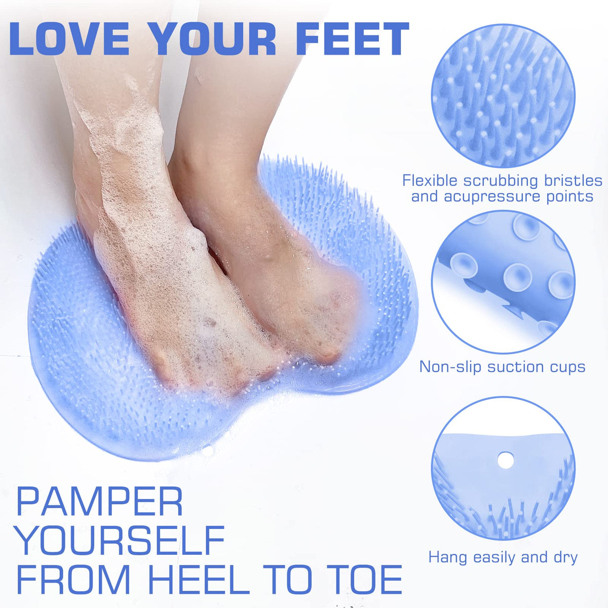 SZZYXD Shower Foot Scrubber Mat showing scrubbing bristles