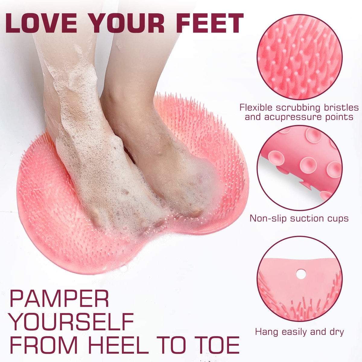 SZZYXD Shower Foot Scrubber Mat showing scrubbing bristles