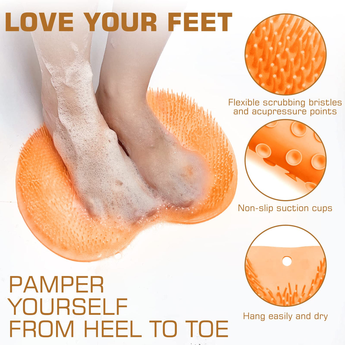 SZZYXD Shower Foot Scrubber Mat showing scrubbing bristles
