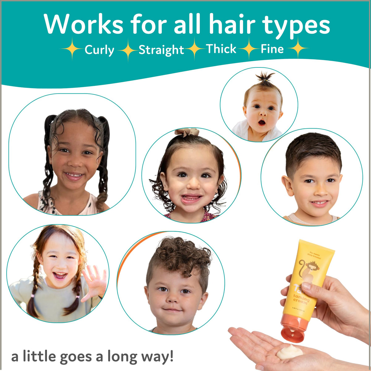 T is for Tame Kids' Hair Taming Cream 110g on a child's hair