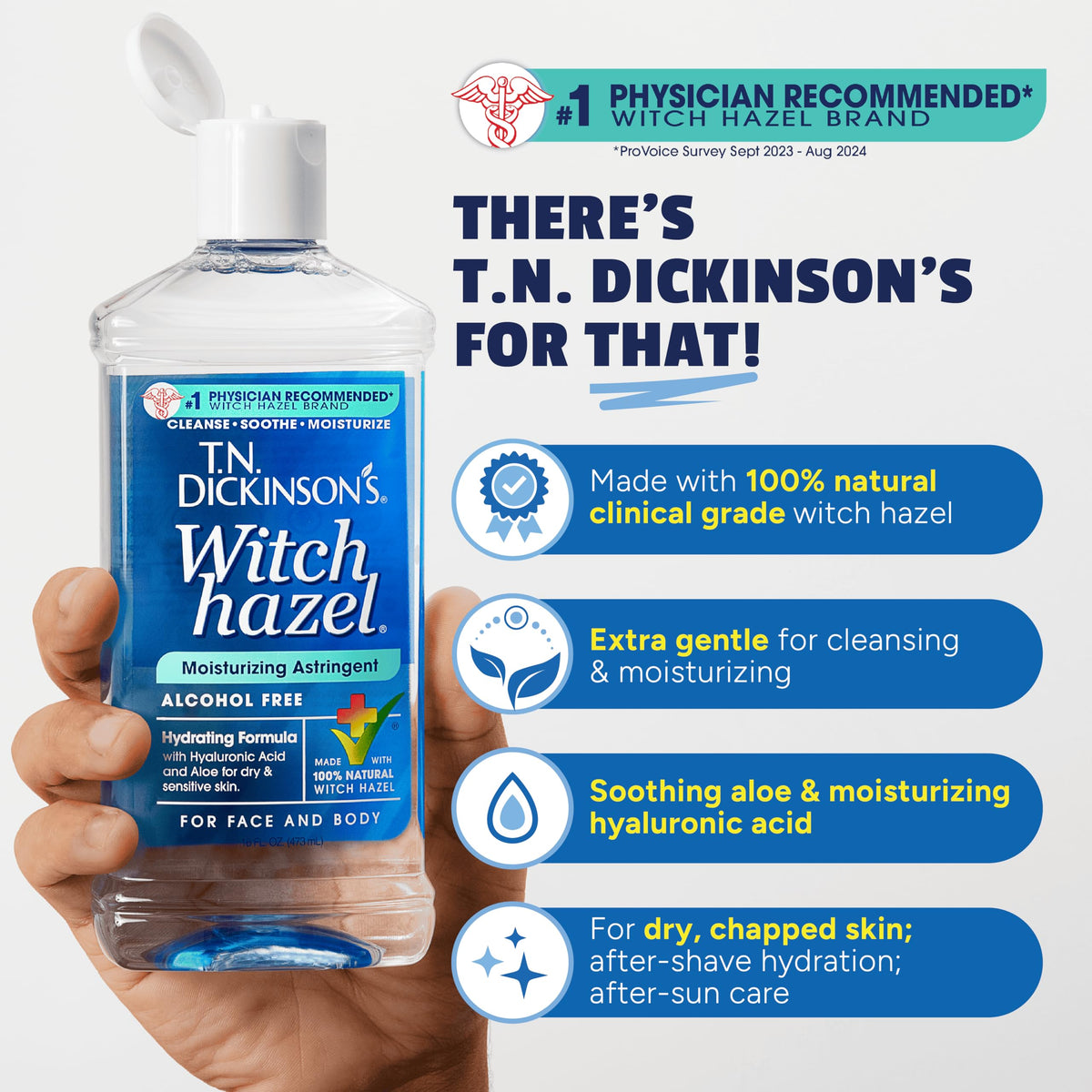 T.N. Dickinson's Witch Hazel Moisturizing Astringent 16 Oz back view