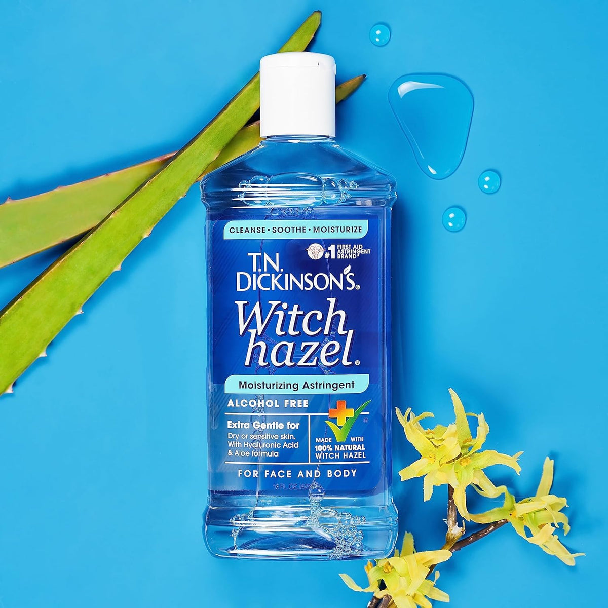 T.N. Dickinson's Witch Hazel Moisturizing Astringent 16 Oz packaging details
